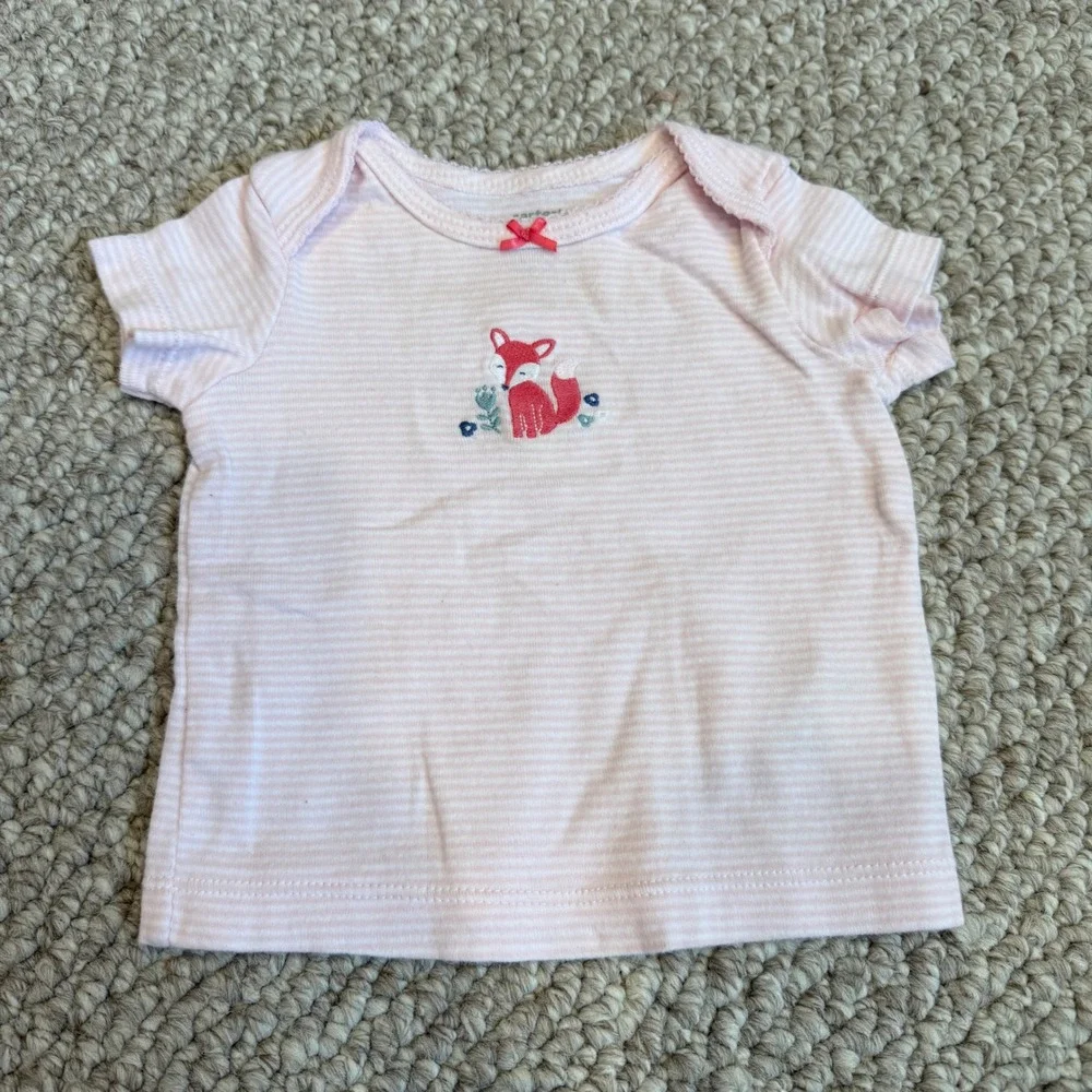 Carters Baby Girls 2 Piece Fox Shirt and‎ Footed Pants Set Size 3 Months